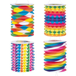 Sada 12 strakatých lampionů válec